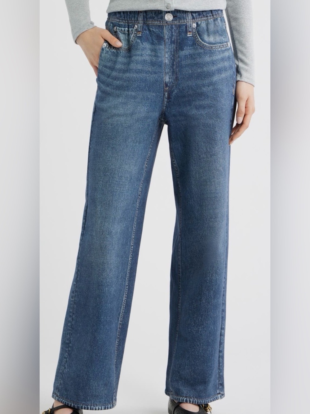 Rag & Bone Denim Sweatpants Jeans Blue Elastic Waist Size XL